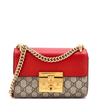 Gucci Padlock Shoulder Bag GG Coated Canvas and Leather Small