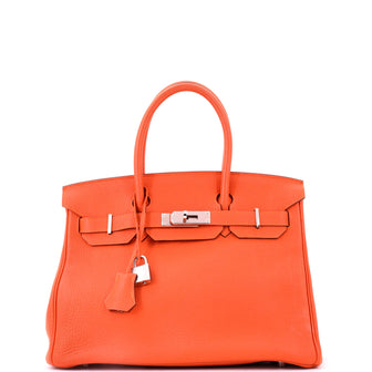 Hermes Birkin Handbag Feu Togo with Palladium Hardware 30