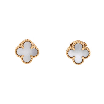 Van Cleef & Arpels Sweet Alhambra Stud Earrings 18K Yellow Gold and Mother of Pearl
