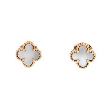 Van Cleef & Arpels Sweet Alhambra Stud Earrings 18K Yellow Gold and Mother of Pearl