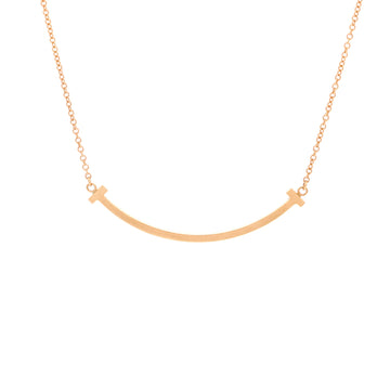 Tiffany & Co. T Smile Pendant Necklace 18K Rose Gold Small