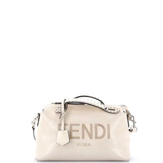 Fendi Logo By The Way Satchel Embossed Leather Medium
