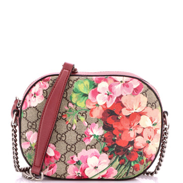 Gucci Chain Crossbody Bag Blooms Print GG Coated Canvas Mini
