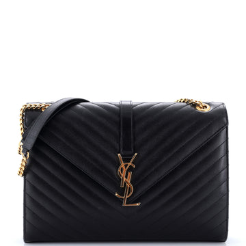 Saint Laurent Classic Monogram Envelope Satchel Matelasse Chevron Leather Large