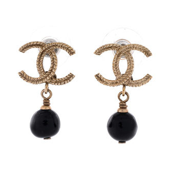 Chanel CC Braided Drop Earrings Metal with Beads
