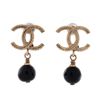Chanel CC Braided Drop Earrings Metal with Beads