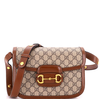 Gucci Horsebit 1955 Shoulder Bag GG Coated Canvas with Leather Small