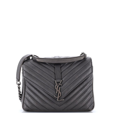 Saint Laurent Classic Monogram College Bag Matelasse Chevron Leather Medium