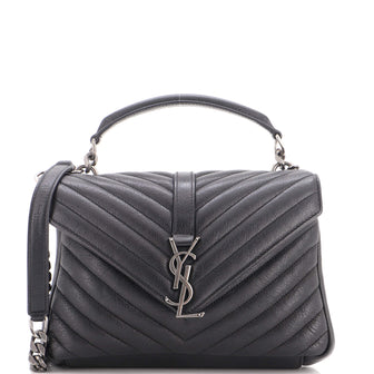Saint Laurent Classic Monogram College Bag Matelasse Chevron Leather Medium