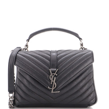 Saint Laurent Classic Monogram College Bag Matelasse Chevron Leather Medium