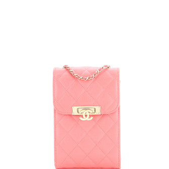 Chanel Golden Class Phone Holder Crossbody Bag Quilted Caviar