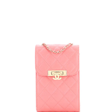 Chanel Golden Class Phone Holder Crossbody Bag Quilted Caviar