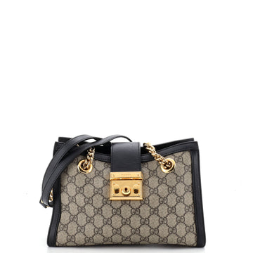 Gucci Padlock Chain Tote GG Coated Canvas with Leather Small