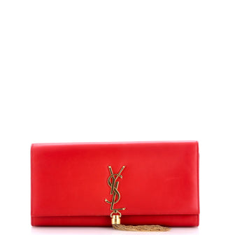 Saint Laurent Classic Monogram Tassel Clutch Leather Long