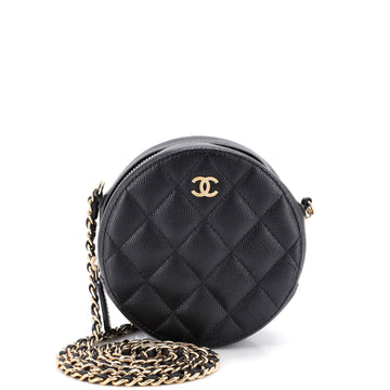 Chanel Round Clutch with Chain Quilted Caviar Mini