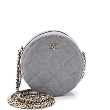 Chanel Round Clutch with Chain Quilted Caviar Mini