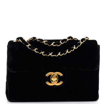 Chanel Vintage Classic Single Flap Bag Vertical Quilt Velvet Jumbo