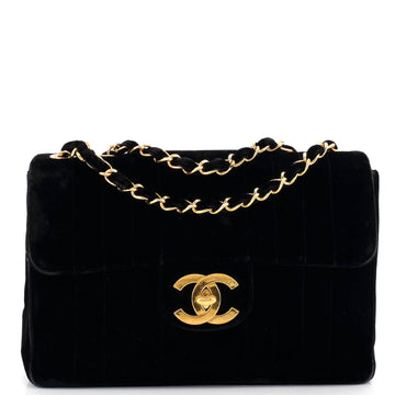 Chanel Vintage Classic Single Flap Bag Vertical Quilt Velvet Jumbo