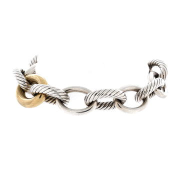David Yurman Oval Link Bracelet Sterling Silver with 18K Yellow Gold XL