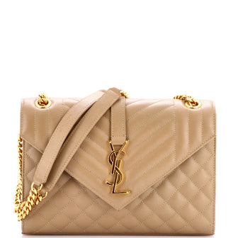 Saint Laurent Classic Monogram Envelope Satchel Mixed Matelasse Leather Medium