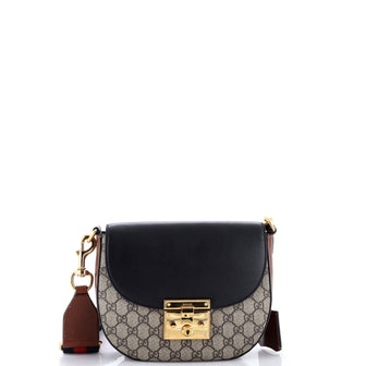 Gucci Padlock Saddle Shoulder Bag GG Coated Canvas and Leather Medium