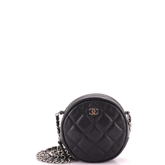 Chanel Round Clutch with Chain Quilted Caviar Mini