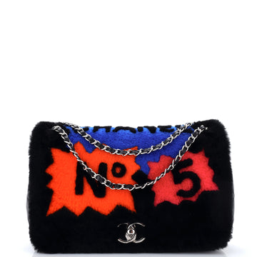 Chanel No.5 Comic Flap Bag Shearling with Quilted Lambskin Jumbo
