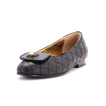 Chanel Women's CC Button Ballerina Flats Quilted Leather