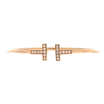 Tiffany & Co. T Wire Bracelet 18K Rose Gold with Diamonds