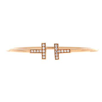 Tiffany & Co. T Wire Bracelet 18K Rose Gold with Diamonds