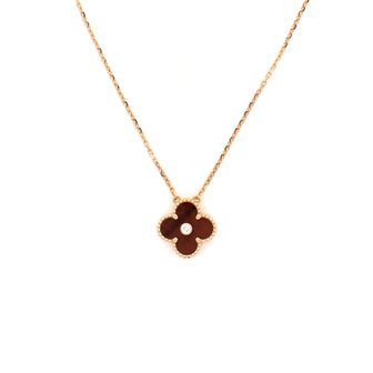 Van Cleef & Arpels Vintage Alhambra Pendant Necklace 18K Rose Gold and Bull's Eye with Diamond