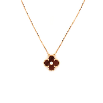 Van Cleef & Arpels Vintage Alhambra Pendant Necklace 18K Rose Gold and Bull's Eye with Diamond