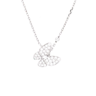 Van Cleef & Arpels Two Butterfly Pendant Necklace 18K White Gold and Diamonds