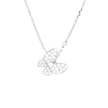 Van Cleef & Arpels Two Butterfly Pendant Necklace 18K White Gold and Diamonds
