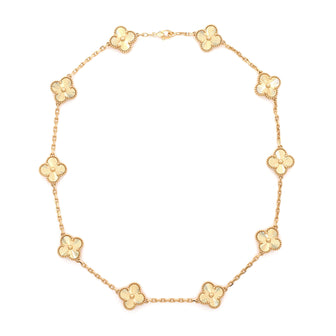 Van Cleef & Arpels Vintage Alhambra 10 Motifs Necklace Guilloche 18K Yellow Gold