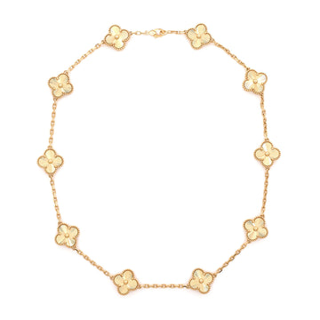 Van Cleef & Arpels Vintage Alhambra 10 Motifs Necklace Guilloche 18K Yellow Gold