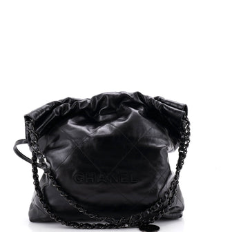 Chanel So Black 22 Chain Hobo Quilted Calfskin Small