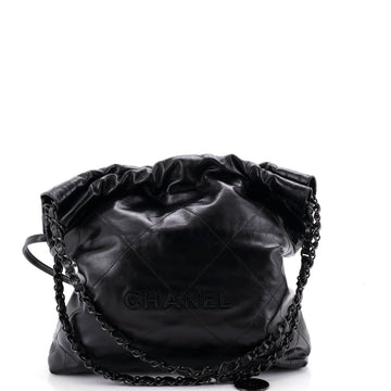 Chanel So Black 22 Chain Hobo Quilted Calfskin Small