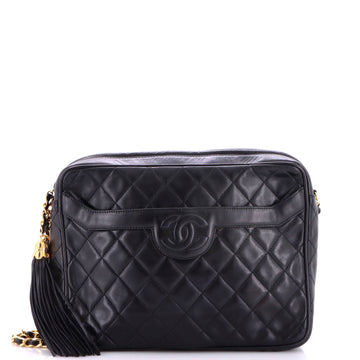 Chanel Vintage Camera Tassel Bag Quilted Leather Large