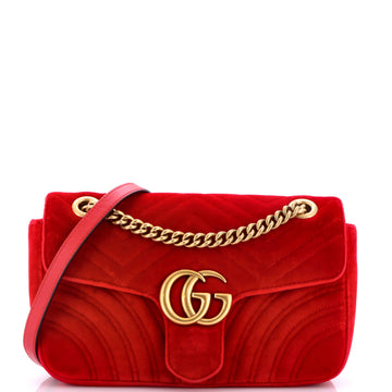 Gucci GG Marmont Flap Bag Matelasse Velvet Small