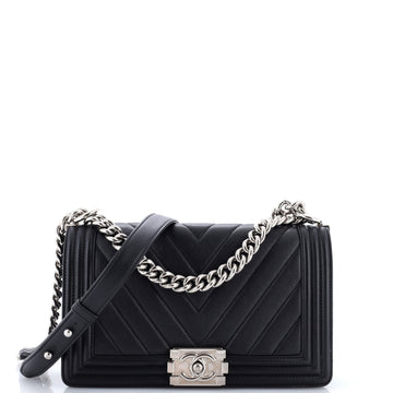 Chanel Boy Flap Bag Chevron Calfskin Old Medium