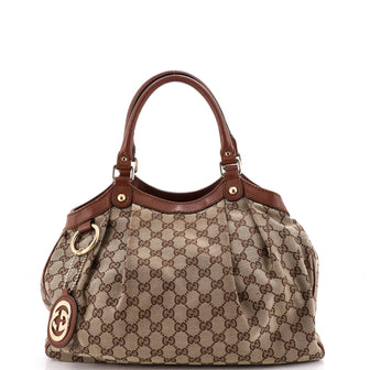 Gucci Sukey Tote GG Canvas with Leather Medium