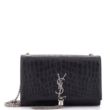Saint Laurent Classic Monogram Tassel Crossbody Bag Crocodile Embossed Leather Medium