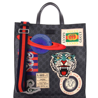 Gucci Courrier Convertible Soft Open Tote GG Coated Canvas with Applique North South