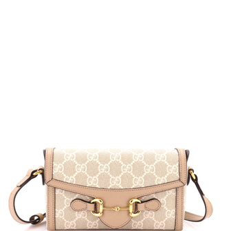 Gucci Horsebit 1955 Flap Crossbody Bag GG Coated Canvas Mini