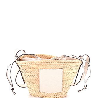 Loewe Drawstring Bucket Crossbody Bag Raffia and Leather