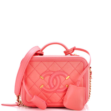 Chanel Filigree Vanity Case Quilted Caviar Small
