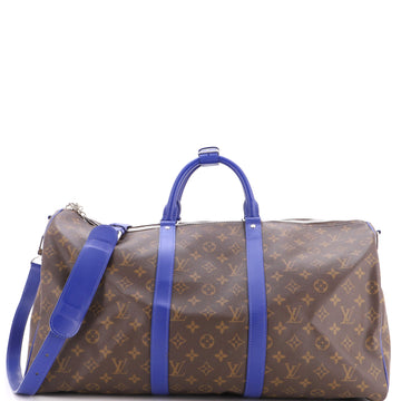 Louis Vuitton Keepall Bandouliere Bag Monogram Canvas with Coquelicot Leather Trim 50