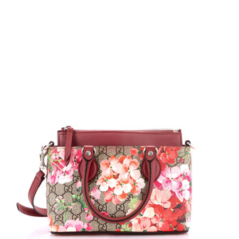 Gucci Linea A Convertible Tote Blooms Print GG Coated Canvas Mini