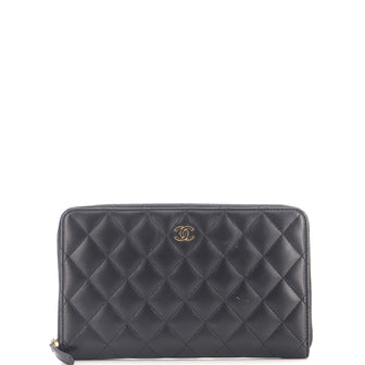 Chanel Zip Around Organizer Wallet Quilted Lambskin Large